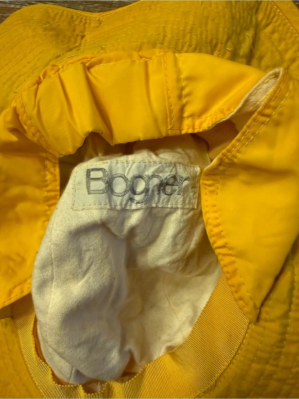VINTAGE YELLOW BOGNER RAIN HAT, XS/S